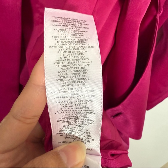 AIDAN MATTOX Ostrich Feather Trim Satin Mini Tuxedo Dress - Picture 5 of 7